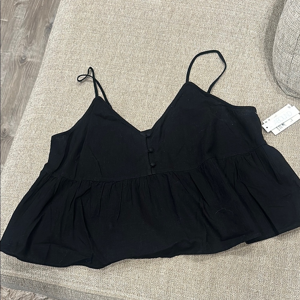 NWT: Abound - Black Crop Camisole with Buttoned Relaxed Fit